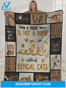 A House Us Not A Home Without Bengal Cats Blanket Gift For Cat Lovers Birthday Gift Home Decor Bedding Couch Sofa Soft and Comfy Cozy