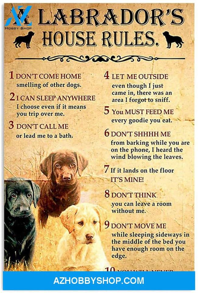 A Labrador D House Rules Present For Men Women On Birthday Xmas Art