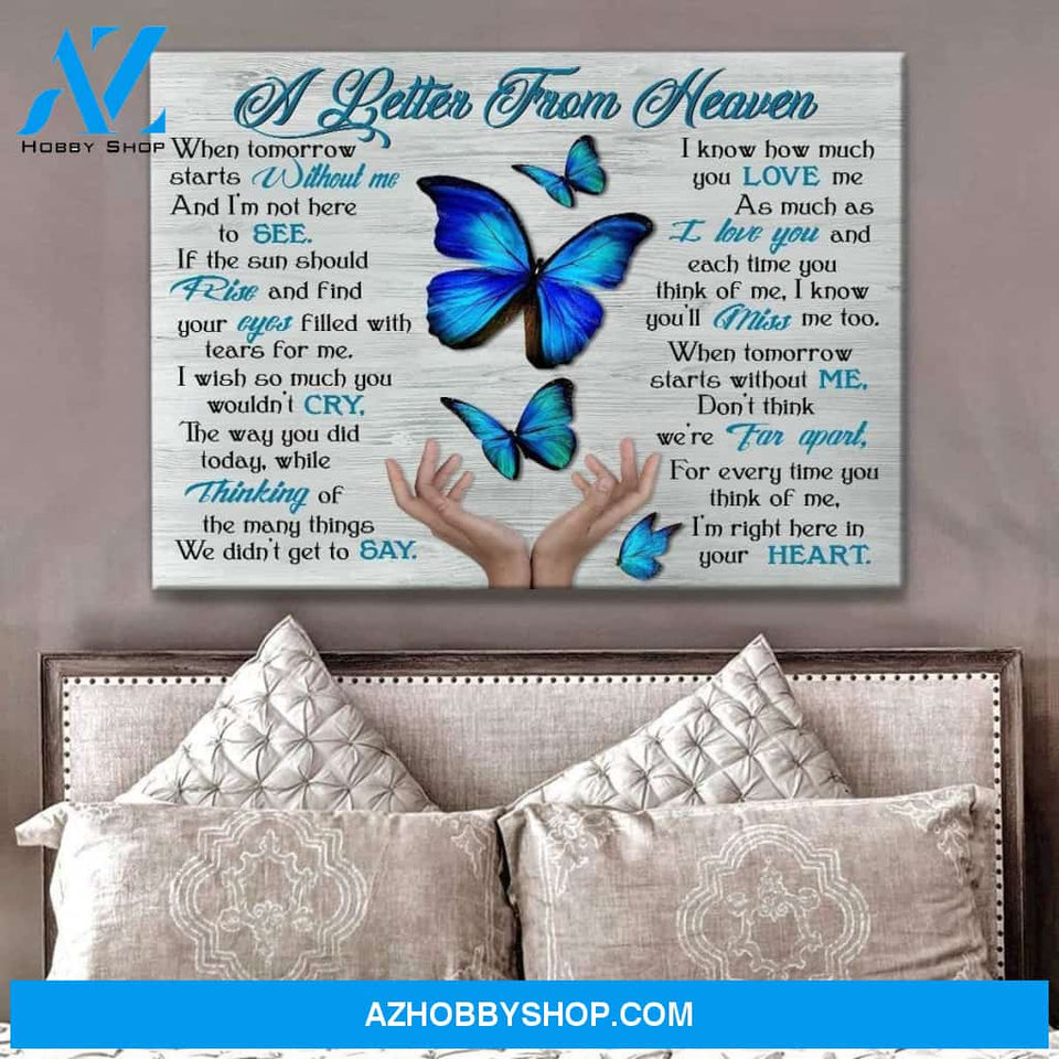 Zalooo A Letter From Heaven Butterfly Wall Art Canvas