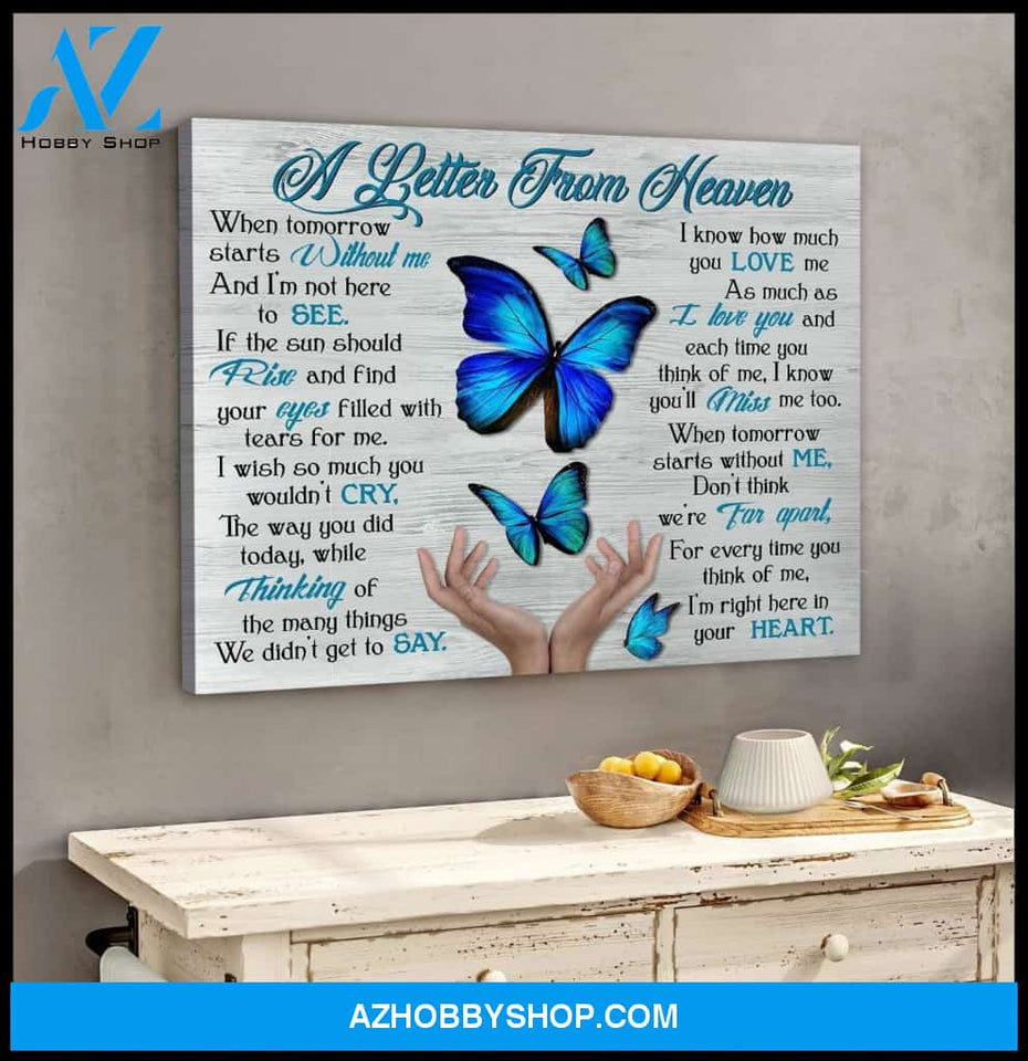 Zalooo A Letter From Heaven Butterfly Wall Art Canvas