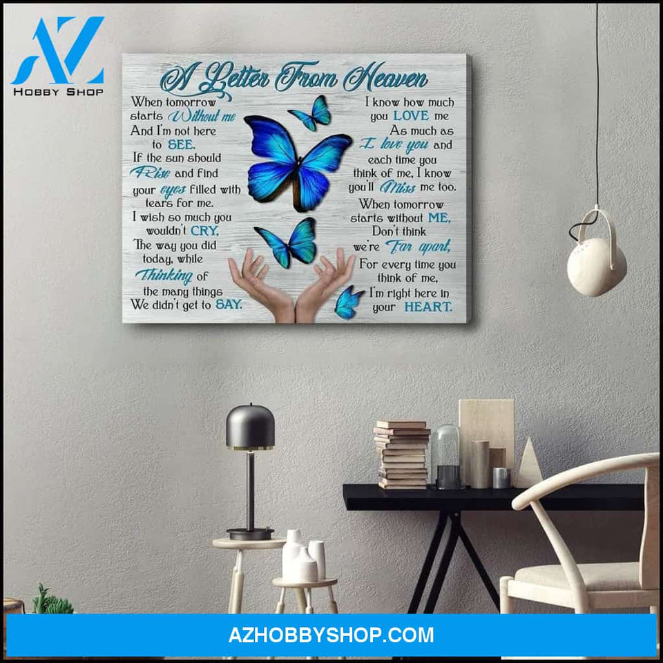 Zalooo A Letter From Heaven Butterfly Wall Art Canvas