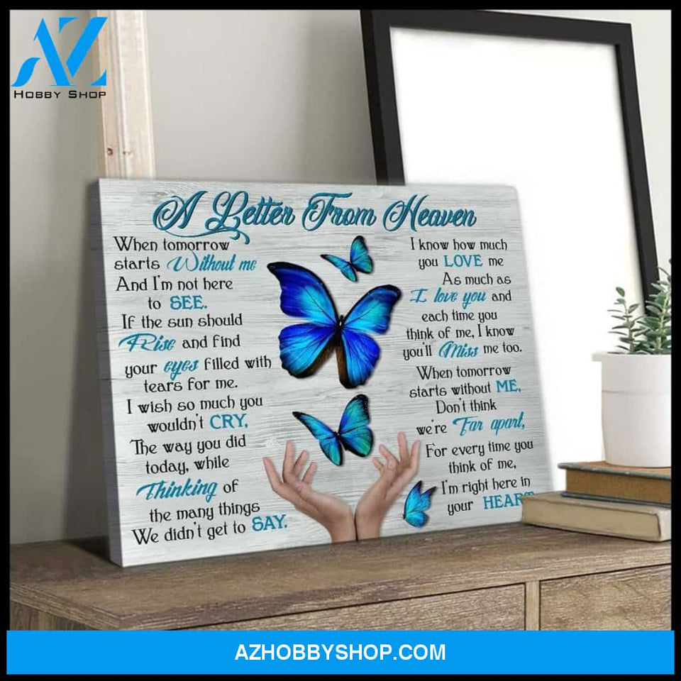 Zalooo A Letter From Heaven Butterfly Wall Art Canvas