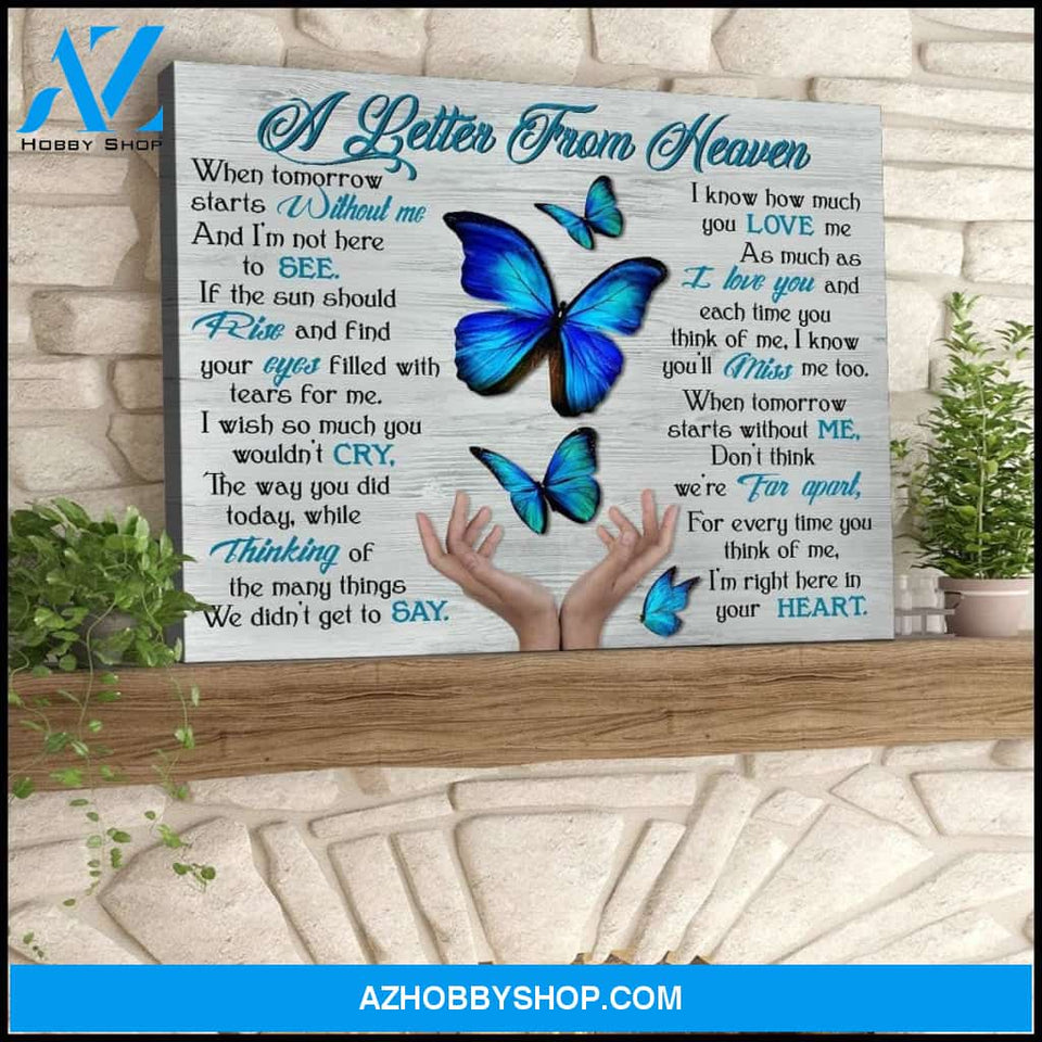 Zalooo A Letter From Heaven Butterfly Wall Art Canvas