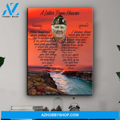 A Letter From Heaven Heavens Gates Background, Personalized Photo Memorial Canvas, Canvas Wall Art Gift For Family Gift for Remembrance