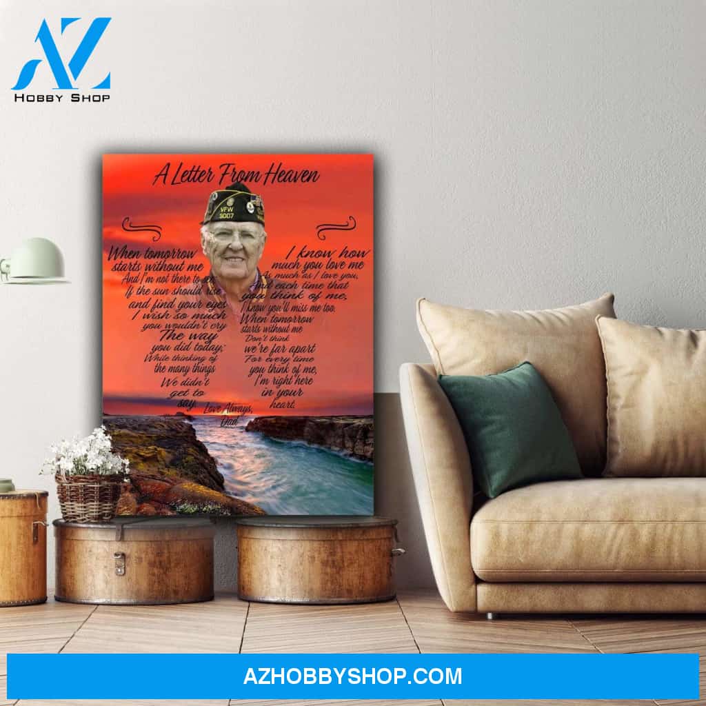 A Letter From Heaven Heavens Gates Background, Personalized Photo Memorial Canvas, Canvas Wall Art Gift For Family Gift for Remembrance