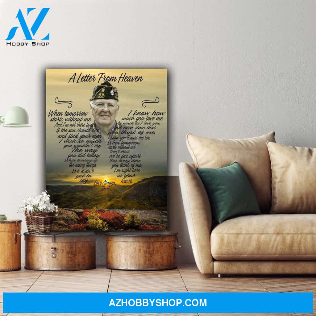 A Letter From Heaven Mountain Sunset, Personalized Photo Memorial Canvas, Canvas Wall Art Gift For Family Gift for Remembrance