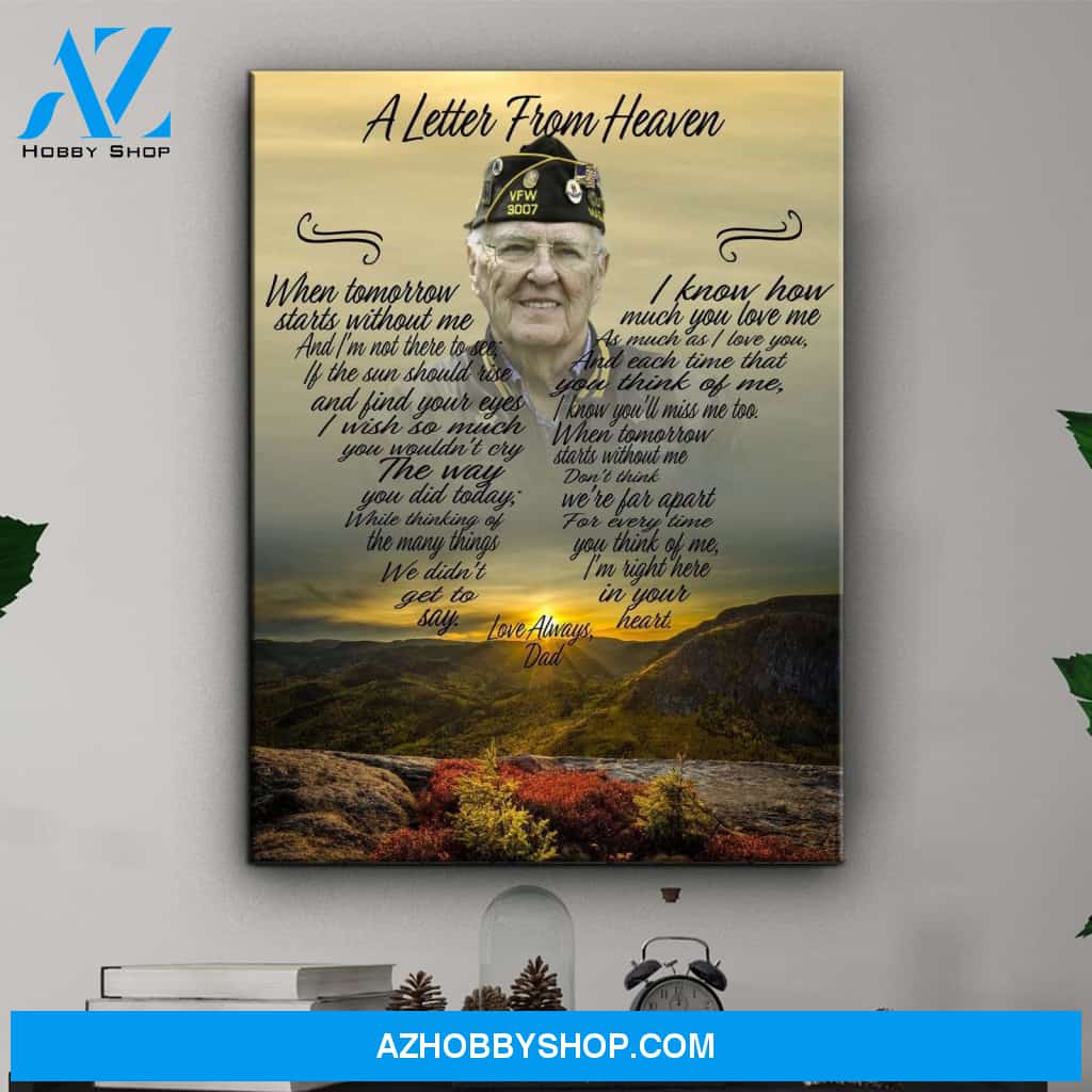 A Letter From Heaven Mountain Sunset, Personalized Photo Memorial Canvas, Canvas Wall Art Gift For Family Gift for Remembrance