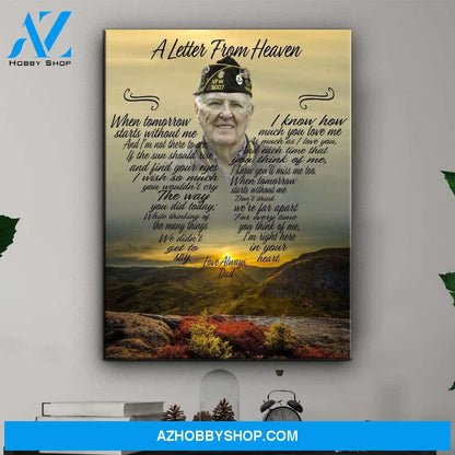A Letter From Heaven Mountain Sunset, Personalized Photo Memorial Canvas, Canvas Wall Art Gift For Family Gift for Remembrance