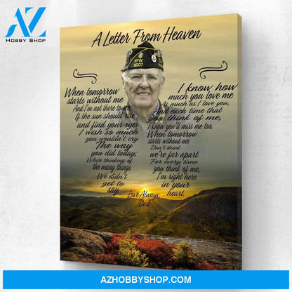 A Letter From Heaven Mountain Sunset, Personalized Photo Memorial Canvas, Canvas Wall Art Gift For Family Gift for Remembrance