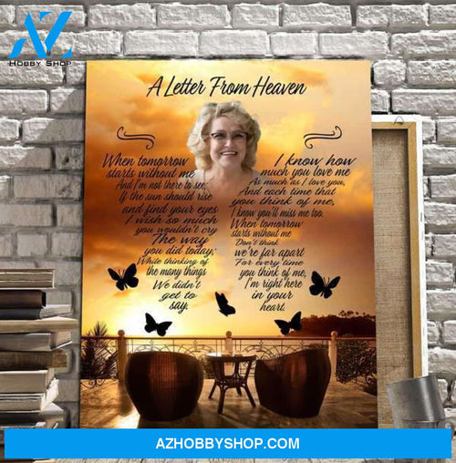 A Letter From Heaven - Sunset Reflections Personalized Photo Memorial Canvas, Canvas Wall Art Gift for Remembrance