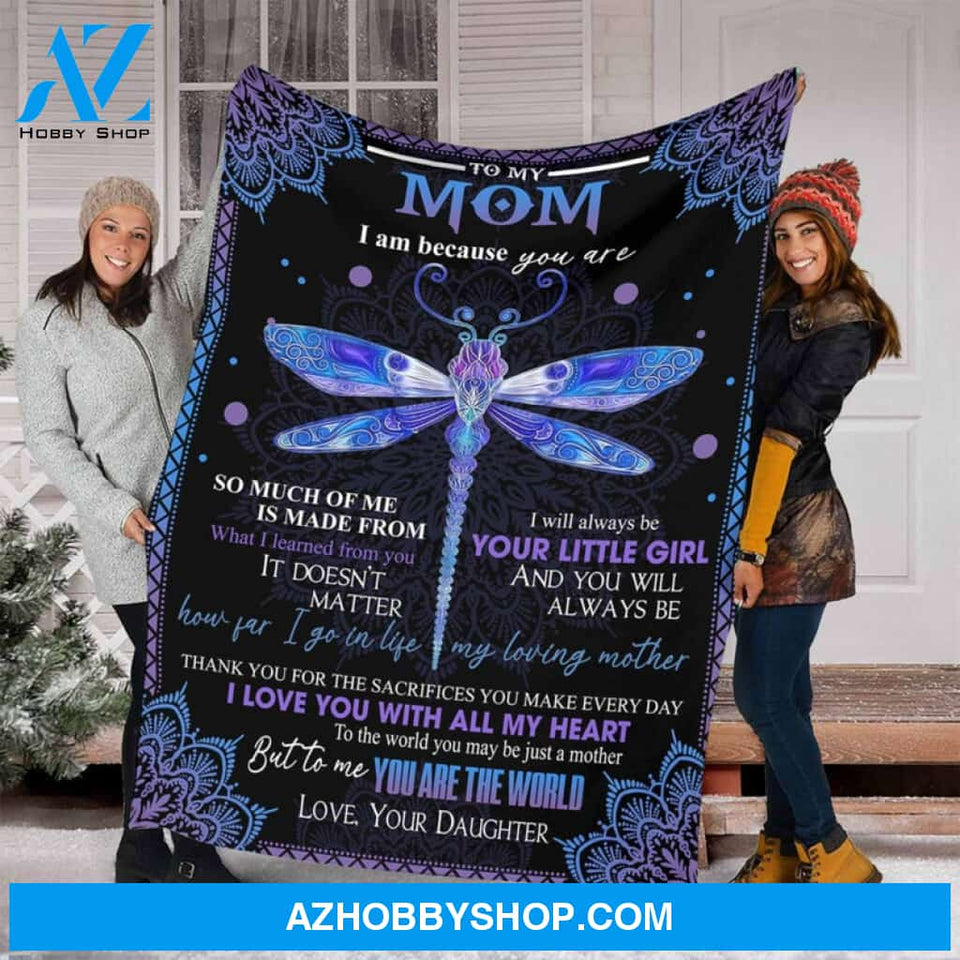 A Letter To My Mom Blue Drangonfly Blankets Gift For Mom From Daughter Birthday Gift Home Decor Bedding Couch Sofa Soft And Comfy Cozy