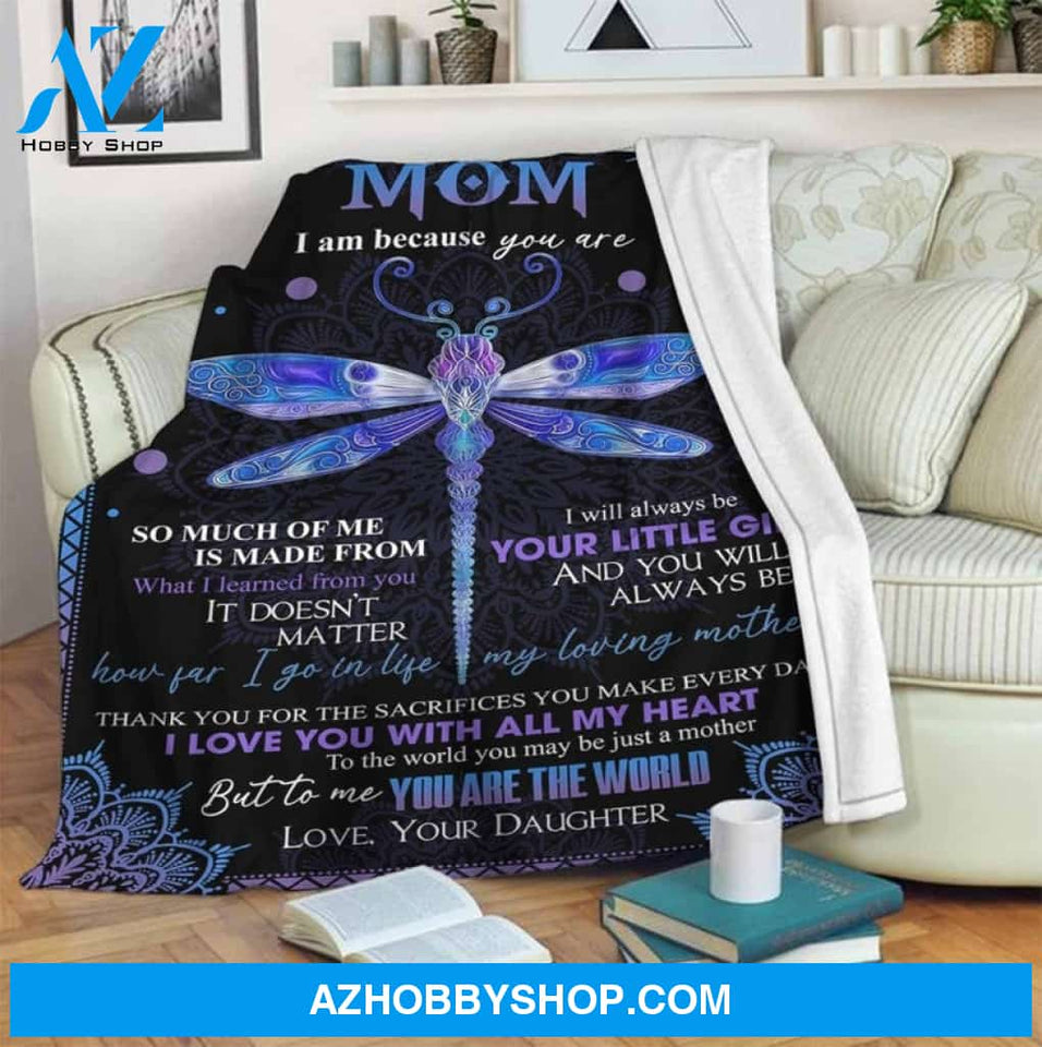A Letter To My Mom Blue Drangonfly Blankets Gift For Mom From Daughter Birthday Gift Home Decor Bedding Couch Sofa Soft And Comfy Cozy