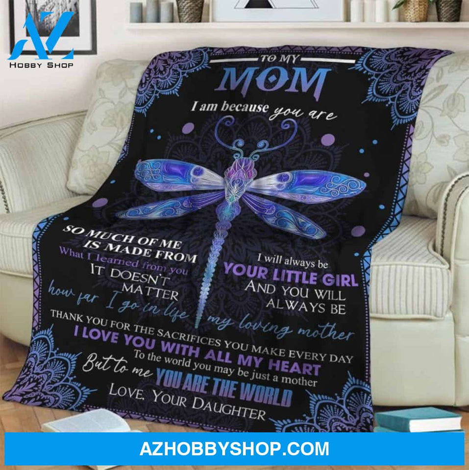 A Letter To My Mom Blue Drangonfly Blankets Gift For Mom From Daughter Birthday Gift Home Decor Bedding Couch Sofa Soft And Comfy Cozy