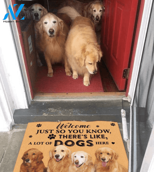 A Lot Of Dogs Here Easy Clean Welcome DoorMat | Felt And Rubber | 40x60 cm | 45x75 cm | 60x90 cm | Colorful | DO1524