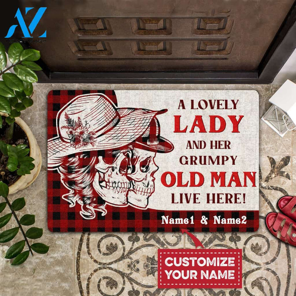 A Lovely Lady And A Grumpy Old Man Live Here All Over Printing Doormat | Welcome Mat | House Warming Gift