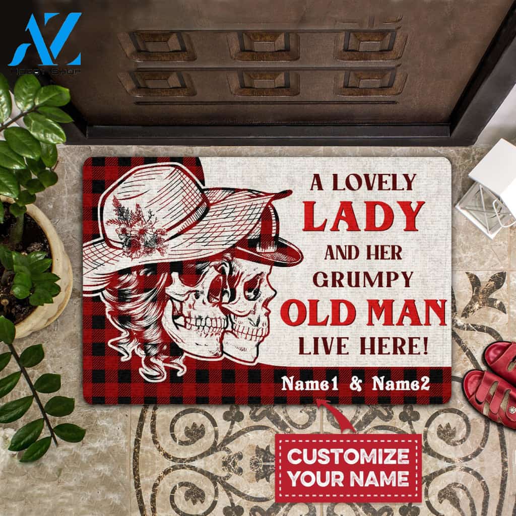 A Lovely Lady And A Grumpy Old Man Live Here All Over Printing Doormat | Welcome Mat | House Warming Gift