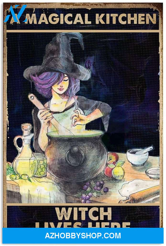 A Magical Kitchen Witch Lives Here Baking Vertical Poster