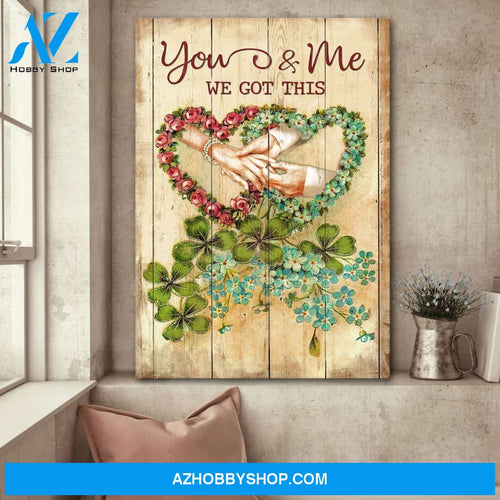 A man giving a women a ring - You and me we got this - Couple Portrait Canvas Prints - Wall Art