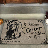 A Nightmare Couple Live Here Personalized Coir Pattern Print Doormat