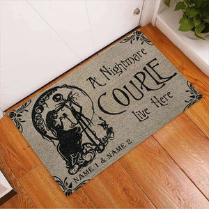 A Nightmare Couple Live Here Personalized Coir Pattern Print Doormat