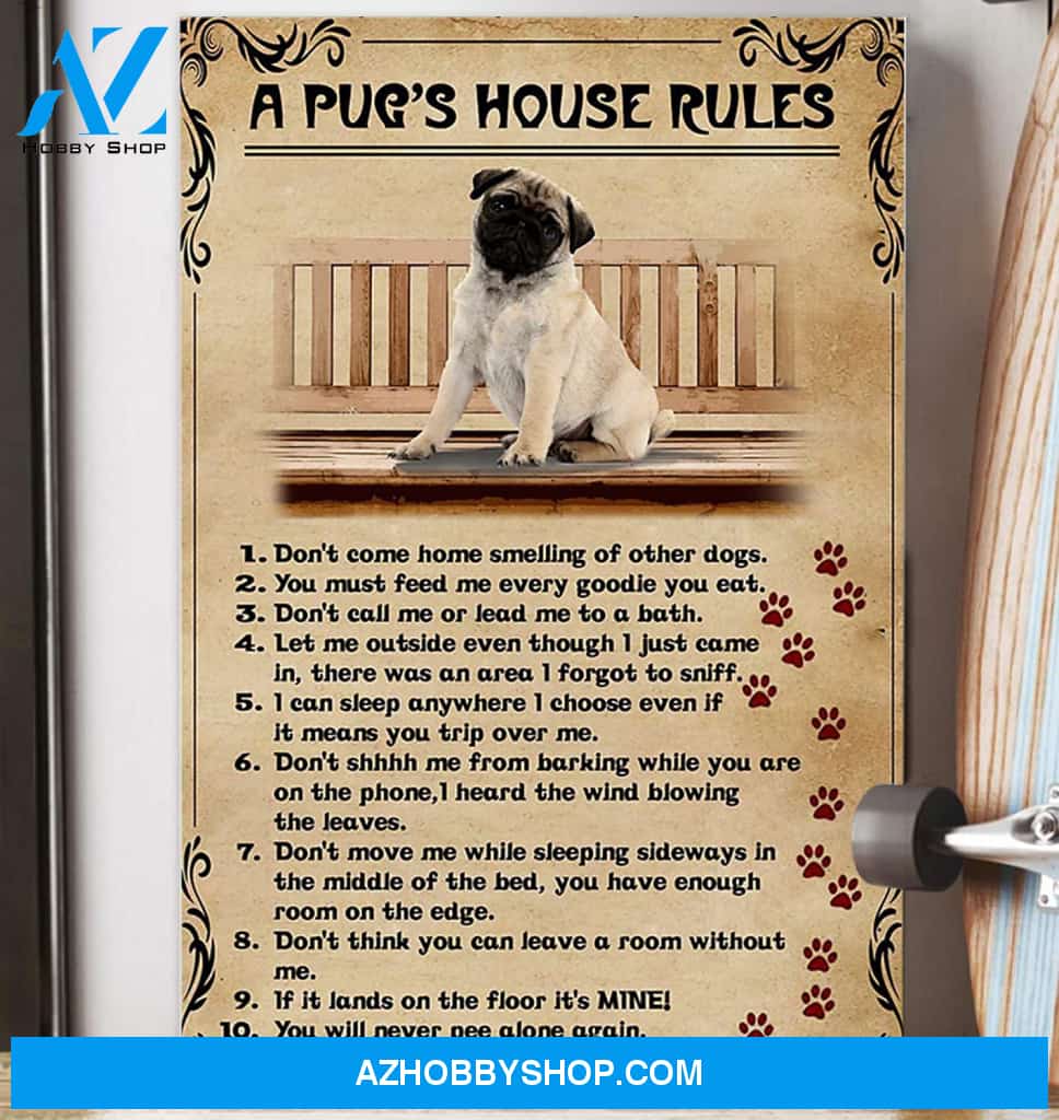 A Pug'S House Rules Vintage Poster