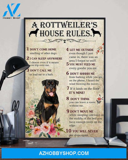 A Rottweiler's house rules poster