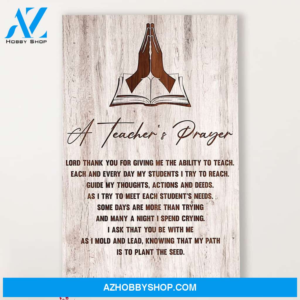 Teacher Classroom Canvas A Teacher's Prayer, Student Wall Art Back to School Gift for Teacher