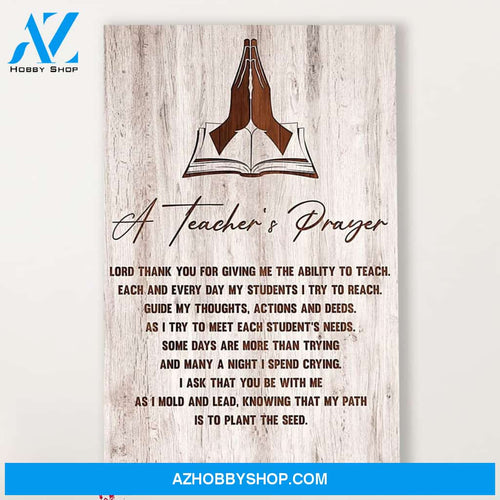 Teacher Classroom Canvas A Teacher's Prayer, Student Wall Art Back to School Gift for Teacher