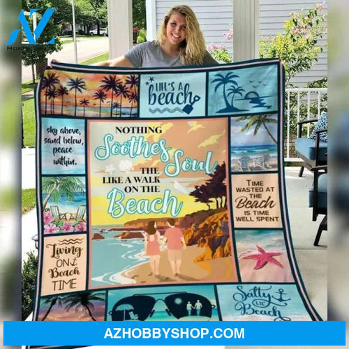 A Walk On The Beach Fleece Blanket, Gifts For Beach Lover