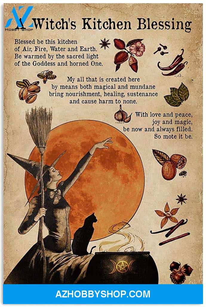 A Witch S Kitchen Blessing Present For Halloween Anniversary Home Wall Art