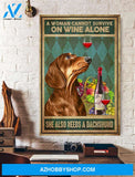 A Woman Survie On Wine And A Dachshund Canvas And Poster, Wall Decor Visual Art