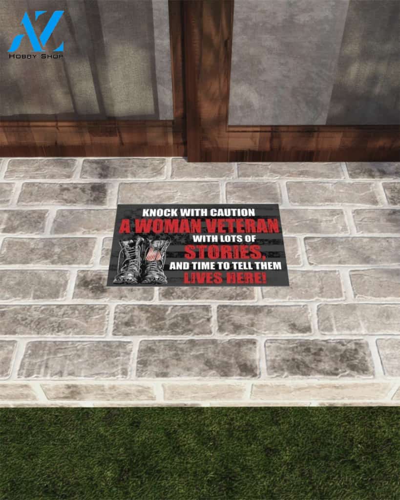A Woman Veteran With Lots Of Stories Indoor And Outdoor Doormat Warm House Gift Welcome Mat Funny Birthday Gift Gift For Family Friend