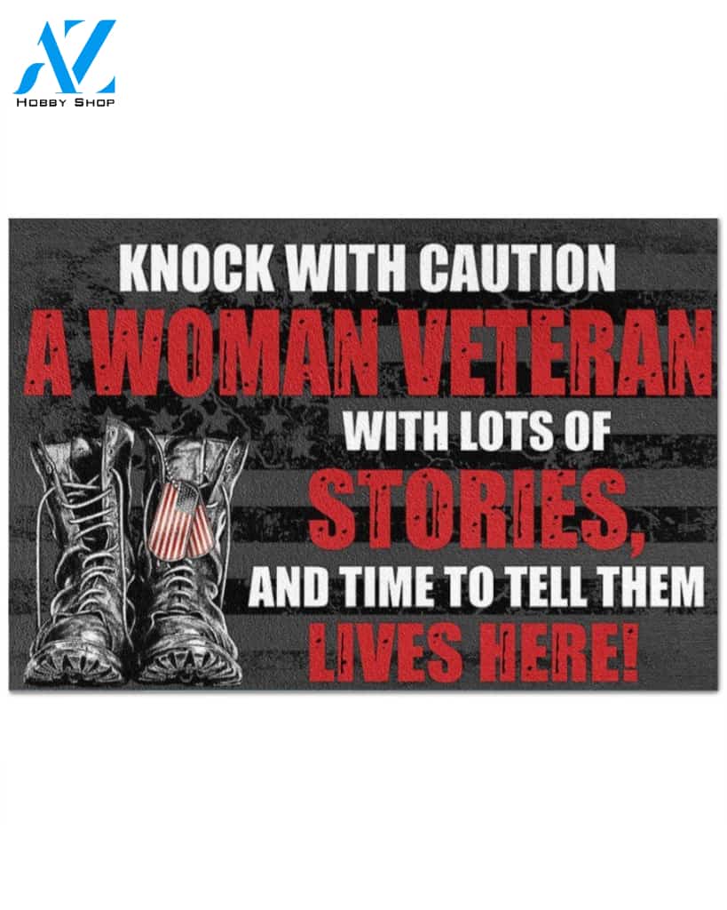 A Woman Veteran With Lots Of Stories Indoor And Outdoor Doormat Warm House Gift Welcome Mat Funny Birthday Gift Gift For Family Friend