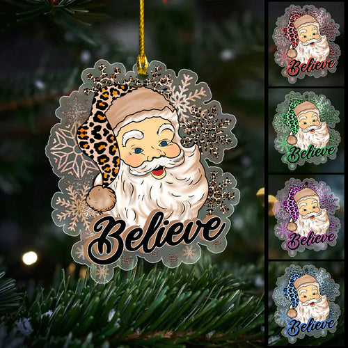 Christmas Leopard Hat Santa Believe Ornament