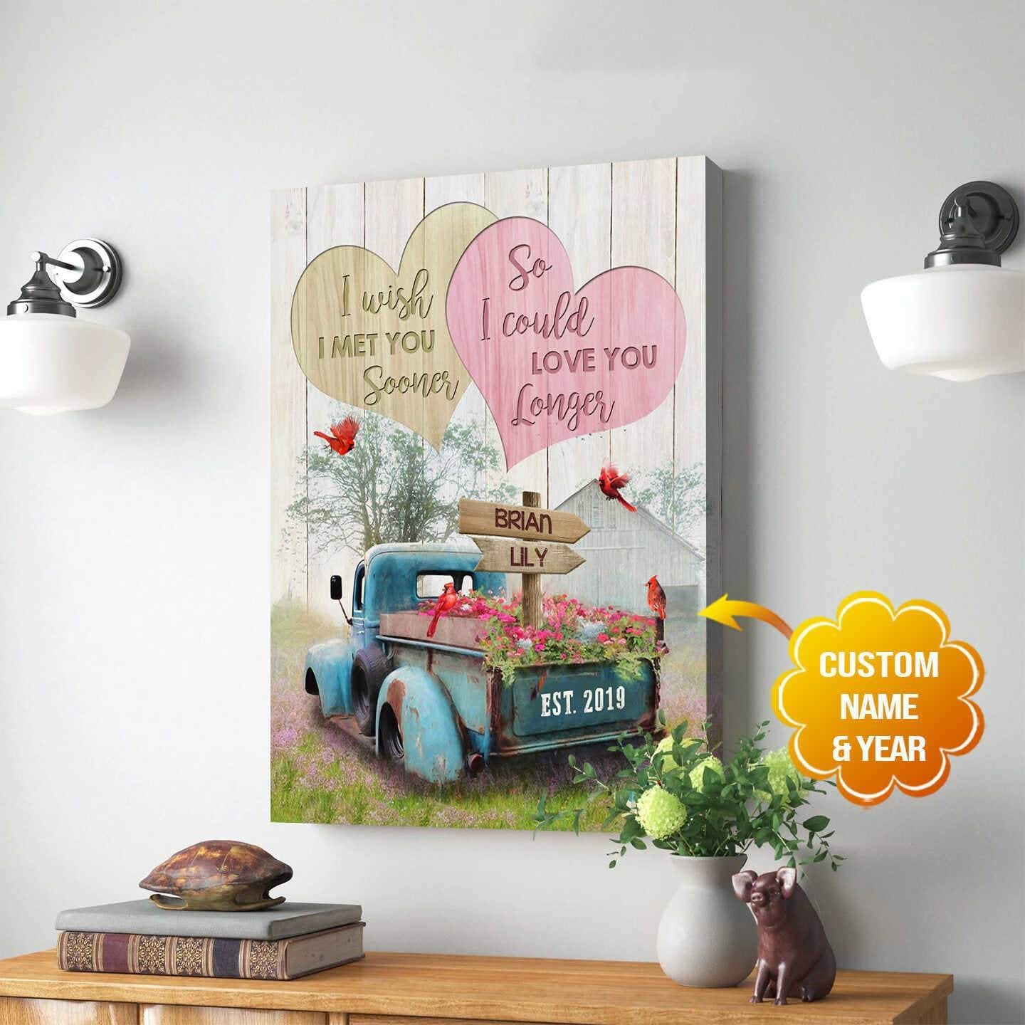 Personalized Canvas, Blue Truck I wish I met you sooner Canvas And Poster, Wall Decor Visual Art