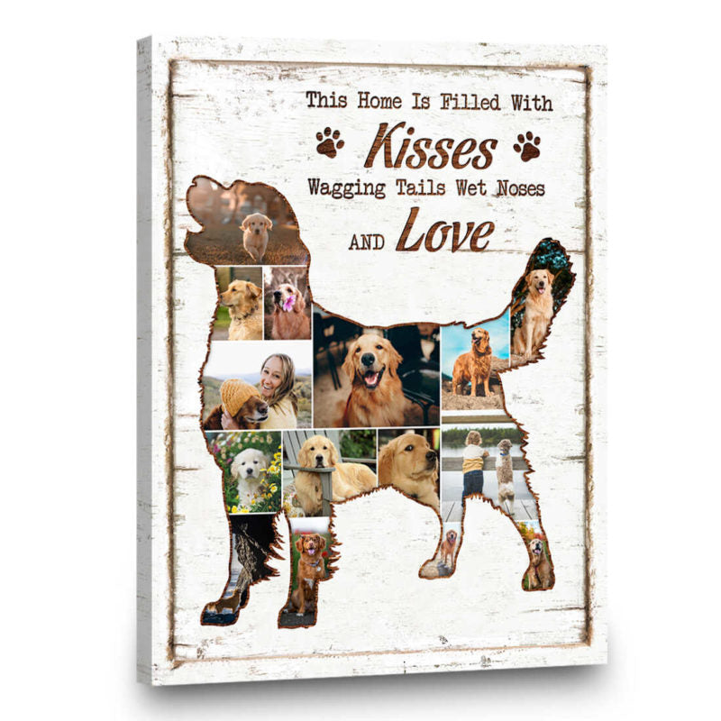 Golden Retriever Dog Photo Collage Canvas Gift