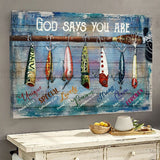 Beautiful fish Hook Fishing Rod God says you are - Matte Canvas