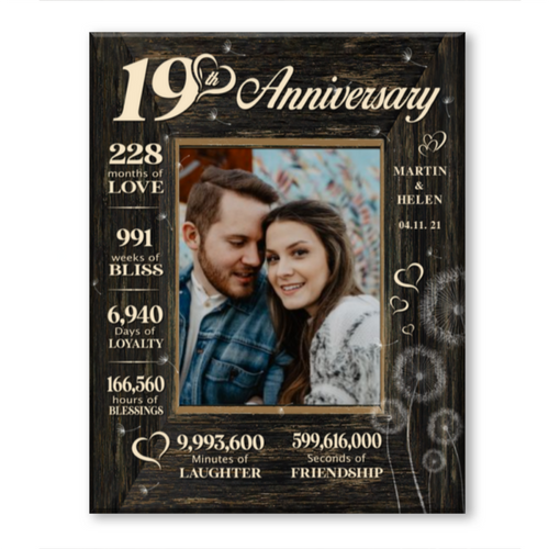 19 Year Wedding Anniversary Gift, 19th Anniversary Gift For Wife, 19 Year Anniversary Gift For Husband