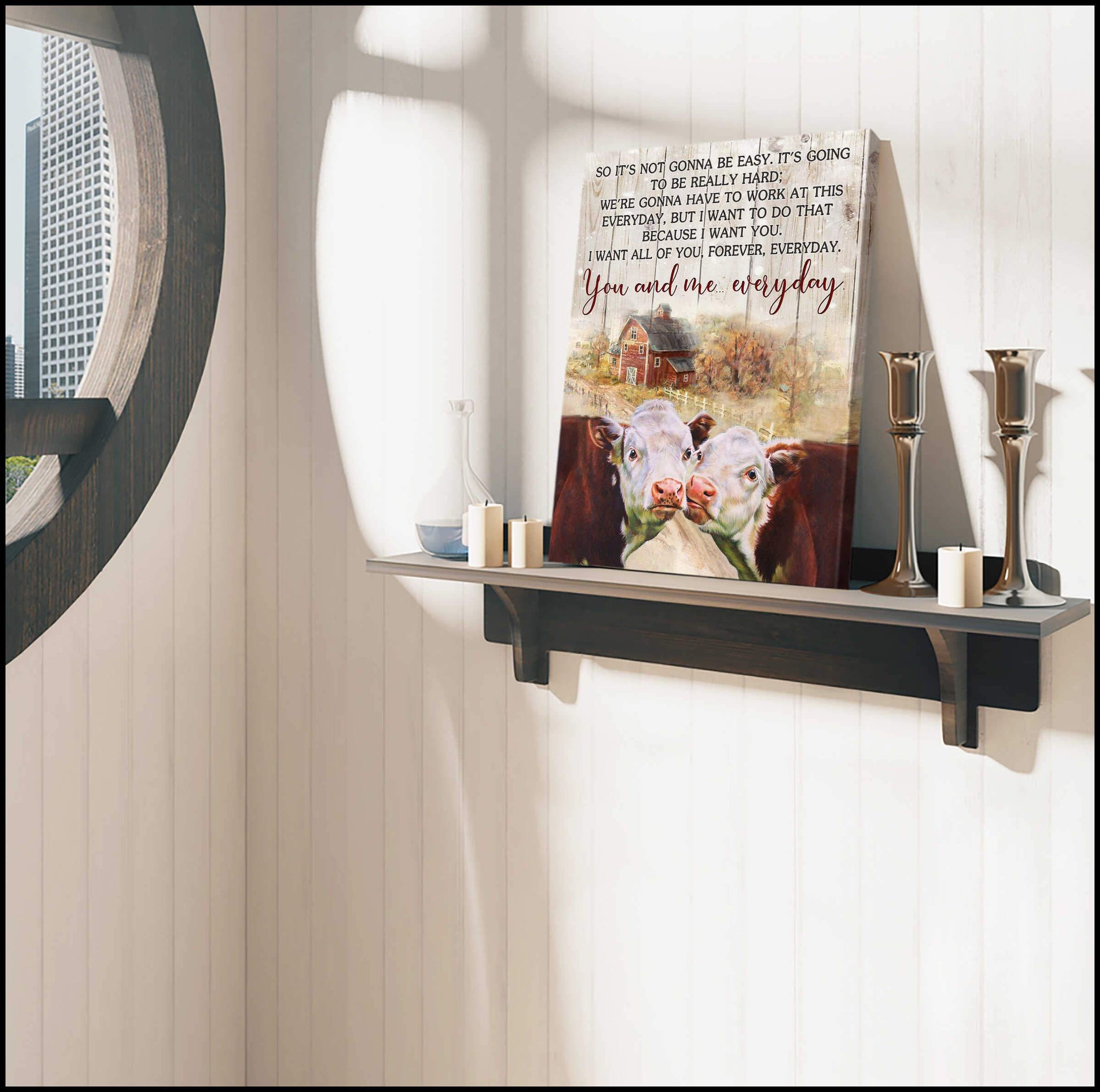 You And Me Everyday Farm Hereford Cows Canvas Wall Art