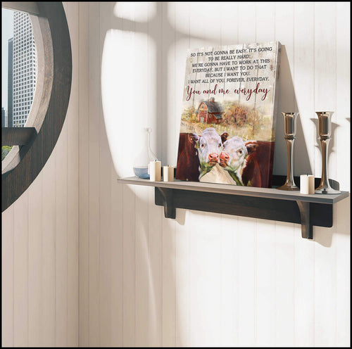 You And Me Everyday Farm Hereford Cows Canvas Wall Art