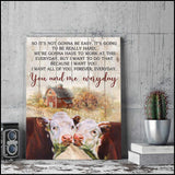You And Me Everyday Farm Hereford Cows Canvas Wall Art