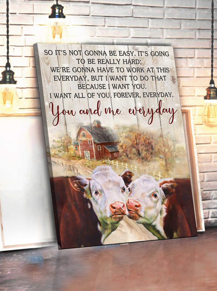 You And Me Everyday Farm Hereford Cows Canvas Wall Art