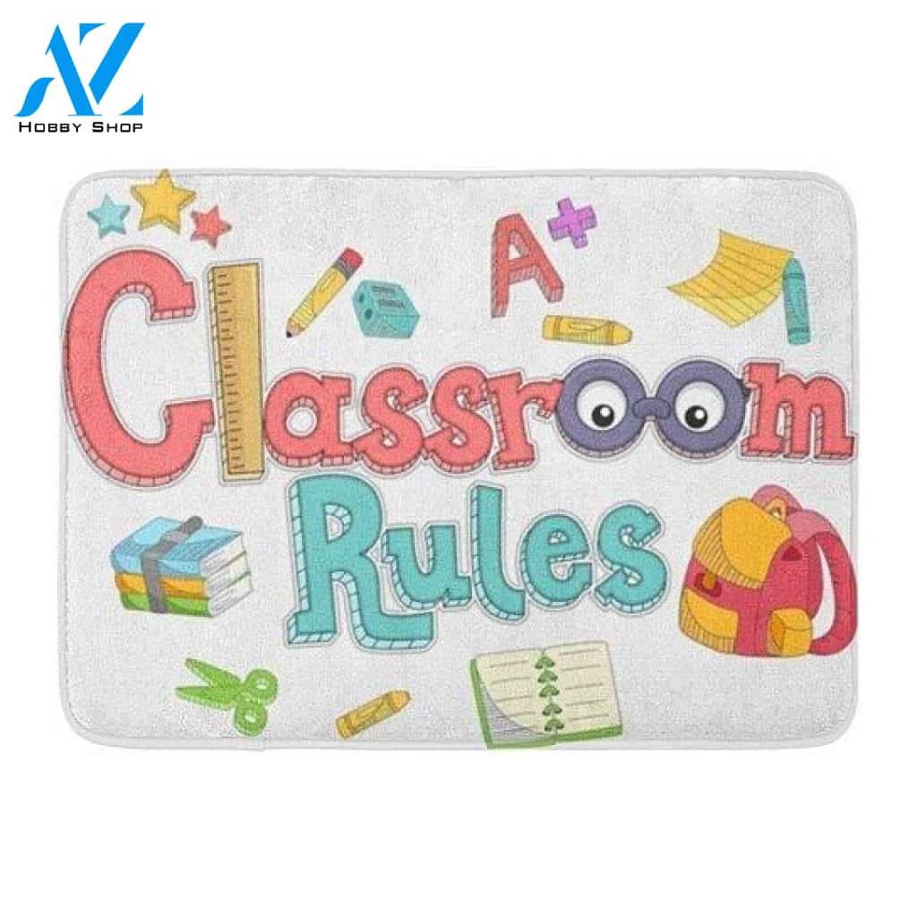ABC Classroom Rules Doormat Classroom Doormat Back To School Mat Housewarming Gift Gift for Teachers Gift for Students