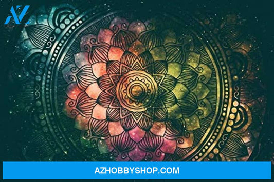 Abstract Ancient Geometric With Star Field & Colorful Galaxy Background