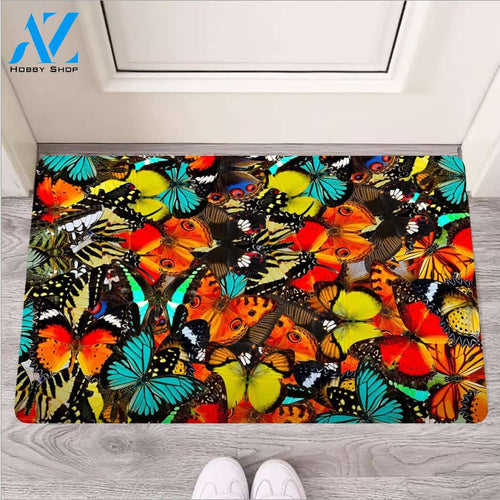 Abstract Colorful Butterfly Print Door Mat