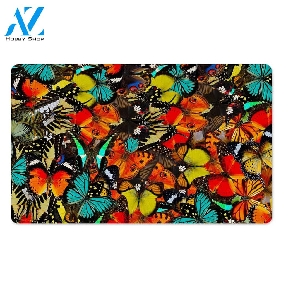 Abstract Colorful Butterfly Print Door Mat