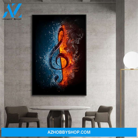 Abstract Water & Fire Music Notes Canvas And Poster, Wall Decor Visual Art, Art Poster, My Poster Wall