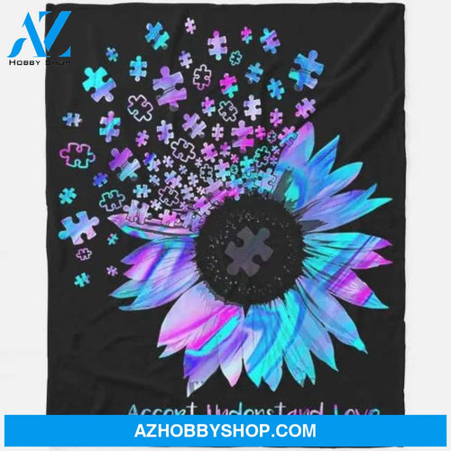 Accept Understand Love Sunflower Autism Awareness Blanket