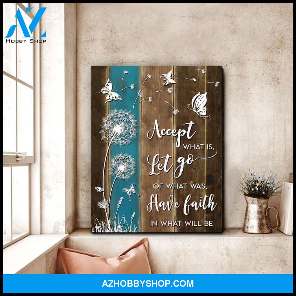 Accept What Is Let Go Butterfly Wall Art Canvas, Wall Decor Visual Art
