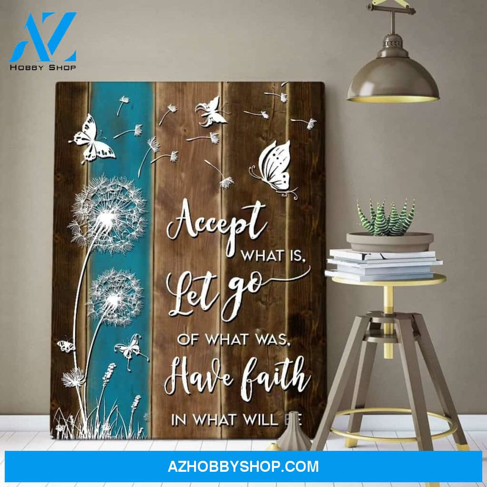 Accept What Is Let Go Butterfly Wall Art Canvas, Wall Decor Visual Art